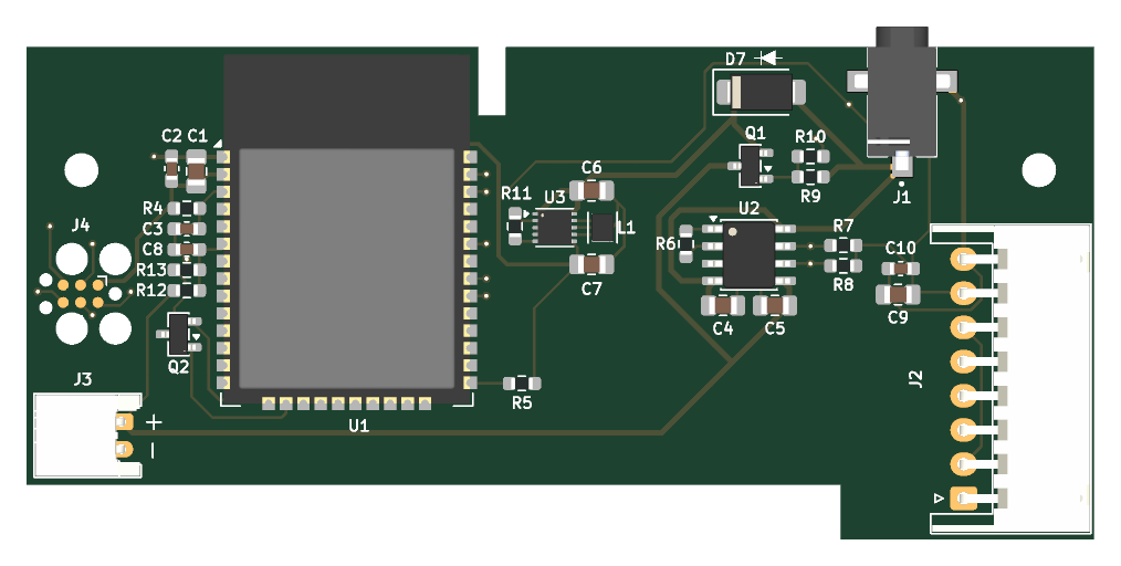 Bluetooth NES Advantage 2.0 PCB, top-side render